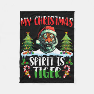 Tiger Weihnachtsmann Santa Hut Xmas Mein Weihnacht Fleecedecke