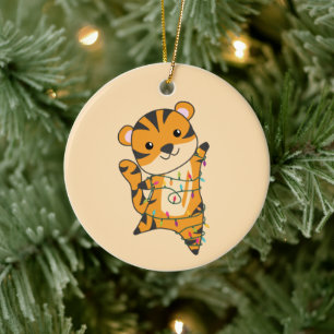 Tiger Weihnachtsschnee Wintertiere Tiger Keramik Ornament