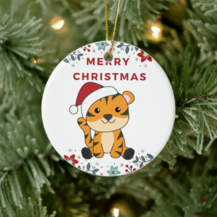 Tiger Weihnachtsschnee Wintertiere Tiger Keramik Ornament
