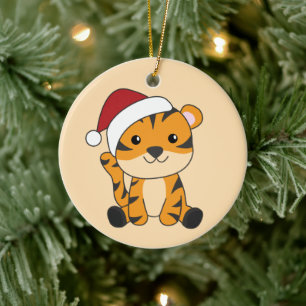 Tiger Weihnachtsschnee Wintertiere Tiger Keramik Ornament