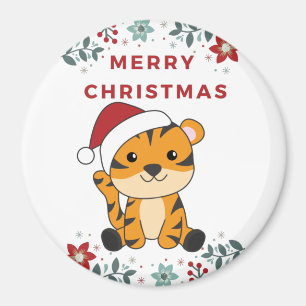 Tiger Weihnachtsschnee Wintertiere Tiger Magnet