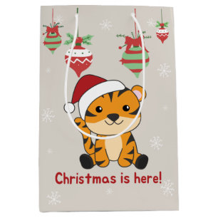 Tiger Weihnachtsschnee Wintertiere Tiger Mittel G Mittlere Geschenktüte