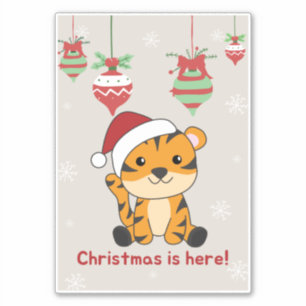 Tiger Weihnachtsschnee Wintertiere Tiger Sticker
