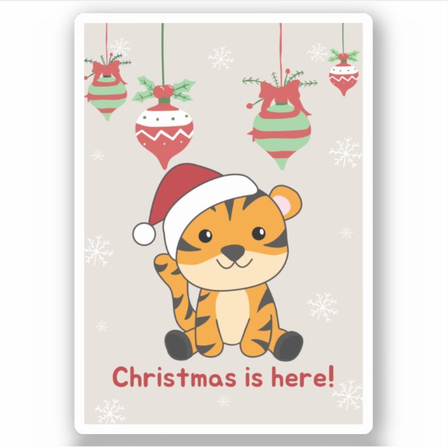 Tiger Weihnachtsschnee Wintertiere Tiger Sticker (Vorderseite)