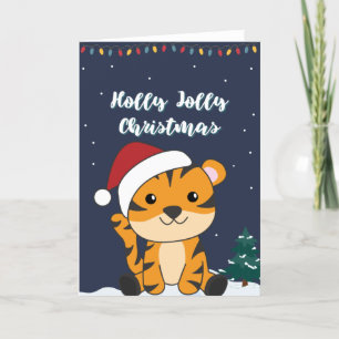 Tiger Weihnachtsschnee Wintertiere Tiger Urlaub Feiertagskarte