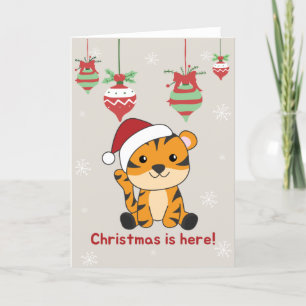 Tiger Weihnachtsschnee Wintertiere Tiger Urlaub Feiertagskarte