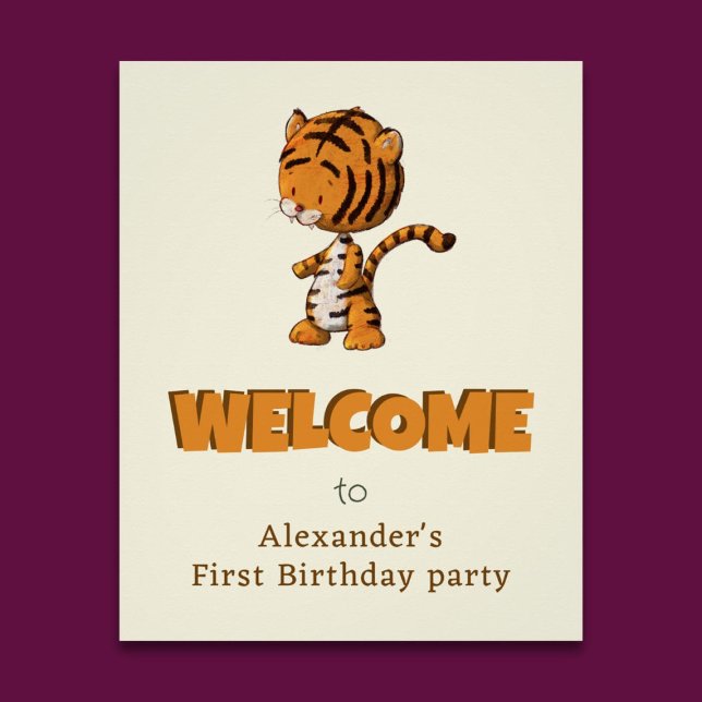 Tiger Welcome First Birday Party Poster (Von Creator hochgeladen)