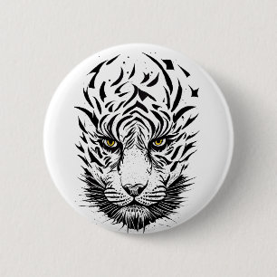 Tiger Wild Animal Nature Illustration Art Button