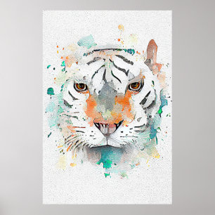 Tiger Wild Animal Nature Wasserfarben Malerei Poster