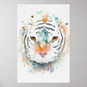 Tiger Wild Animal Nature Wasserfarben Malerei Poster
