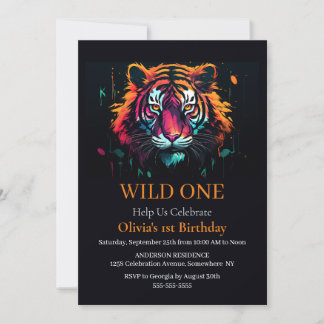 Tiger Wild One Geburtstag Thema Einladung