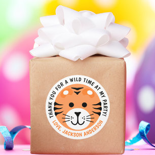 Tiger Wild One Jungle Safari Kindergeburtstag Runder Aufkleber