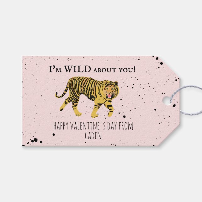Tiger Wild über Sie Valentine Kinder Klassenzimmer Geschenkanhänger (Vorderseite (Horizontal))