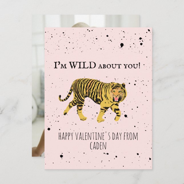 Tiger Wild über Sie Valentine Klassenzimmer Foto Postkarte (Vorne/Hinten)