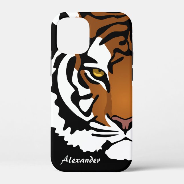 Tiger, wilde Katze auf schwarz Case-Mate iPhone Hülle (Rückseite)