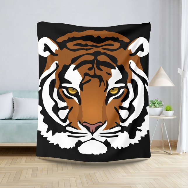 Tiger, wilde Katze auf schwarz Sherpadecke (Von Creator hochgeladen)