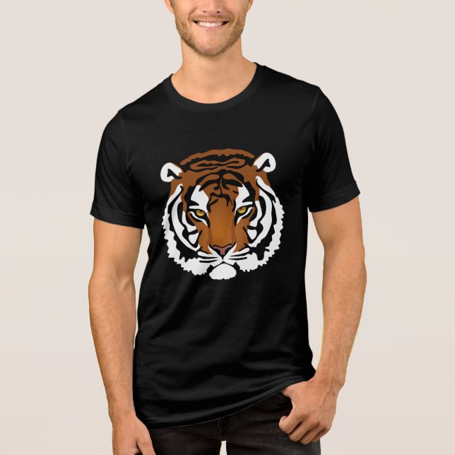 Tiger, wilde Katze auf schwarz Tri-Blend Shirt (Vorderseite)
