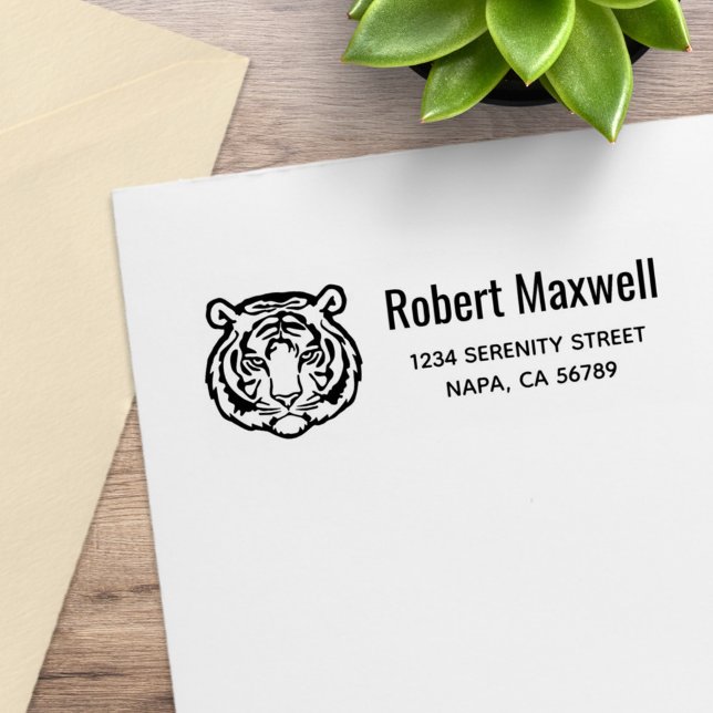 Tiger, Wildkatze Rücksendeadresse Gummistempel (Von Creator hochgeladen)