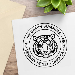 Tiger, Wildkatzen-Rundadresse Gummistempel