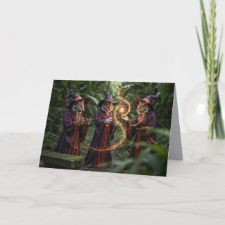 Tiger Witch Halloween Card Feiertagskarte