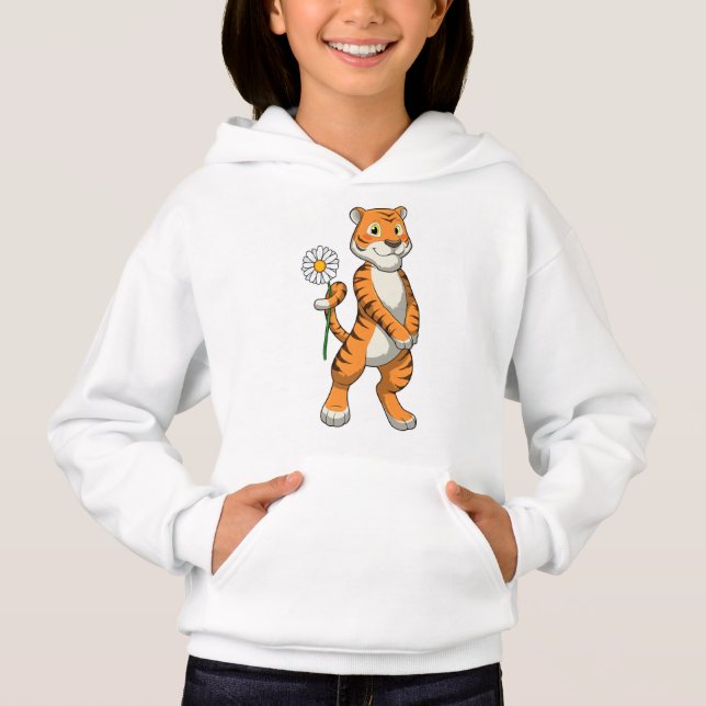 Tiger with Daisy Flower Hoodie (Vorderseite)