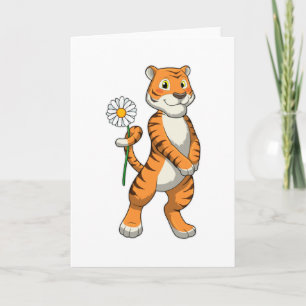 Tiger with Daisy Flower Karte