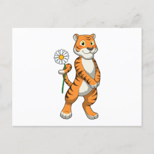 Tiger with Daisy Flower Postkarte