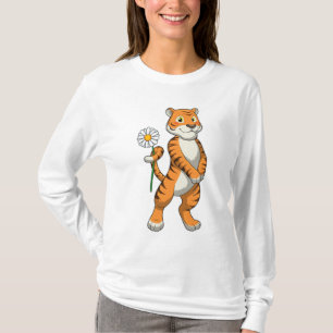 Tiger with Daisy Flower T-Shirt