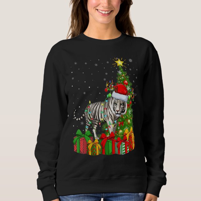 Tiger   Xmas Holiday Santa White Tiger Christmas T Sweatshirt (Vorderseite)