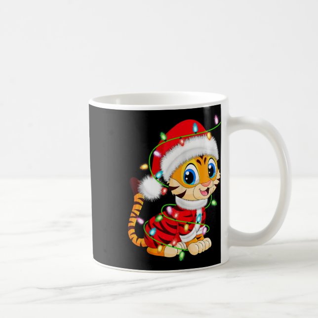 Tiger Xmas Licht Weihnachtskostüm Tiger Weihnachte Kaffeetasse (Rechts)