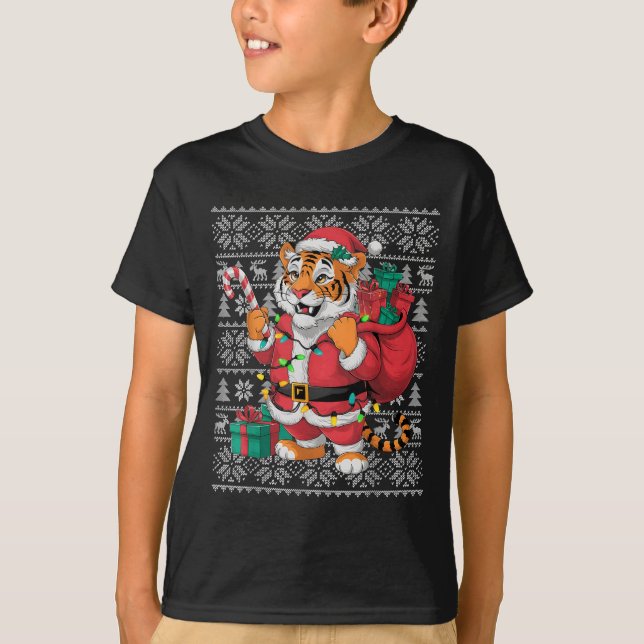 Tiger Xmas Sweater Style Ugly Santa Bengal Tiger C T-Shirt (Vorderseite)