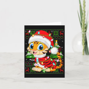 Tiger Xmas Sweater Style Ugly Santa Tiger Christma Karte