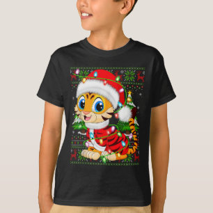 Tiger Xmas Sweater Style Ugly Santa Tiger Christma T-Shirt