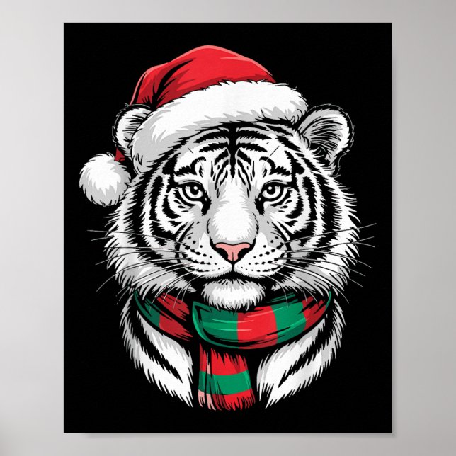Tiger Xmas Weihnachtsmannmütze Weihnachtskostüme Poster (Vorne)