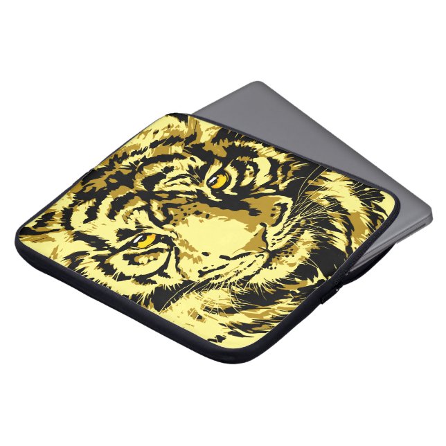 Tiger Yellow | Farbenfrohe Tiger Beige Laptop-Box Laptopschutzhülle (Vorne Oben)