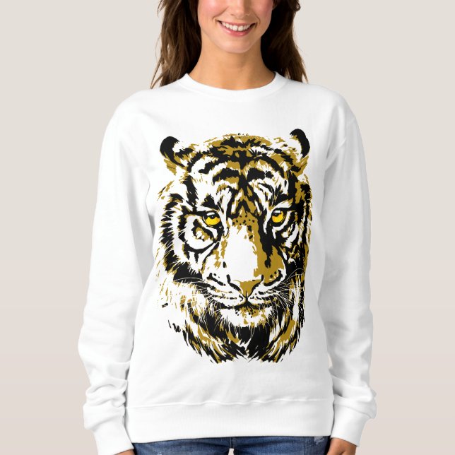 Tiger Yellow Sweatshirt - farbenfrohe Tigeroberflä (Vorderseite)