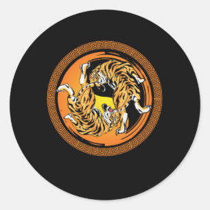 Tiger Yin Yang Harmony Meditation China Yoga Gesch Runder Aufkleber