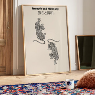 Tiger Yin Yang Poster Japanisch inspirierter Tig