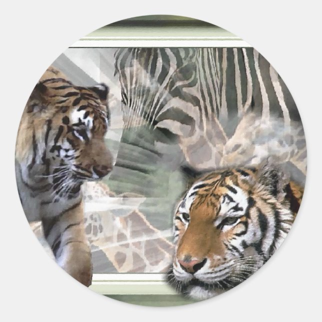 Tiger, Zebra, Giraffe, Liebesgeschenke Runder Aufkleber (Vorderseite)