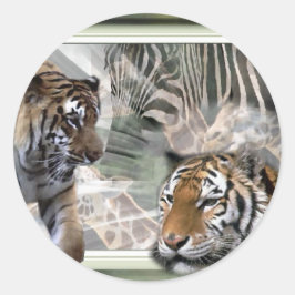 Tiger, Zebra, Giraffe, Liebesgeschenke Runder Aufkleber