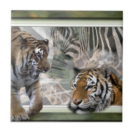 Tiger, Zebra, Giraffe, Urwald Fliese