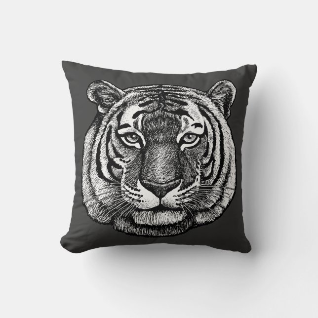 Tiger Zeichnend Kissen (Vorderseite)