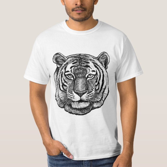 Tiger Zeichnend T-Shirt (Vorderseite)