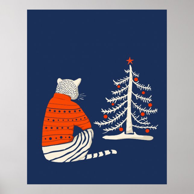 Tiger zu Weihnachten Gewartet Poster (Vorne)