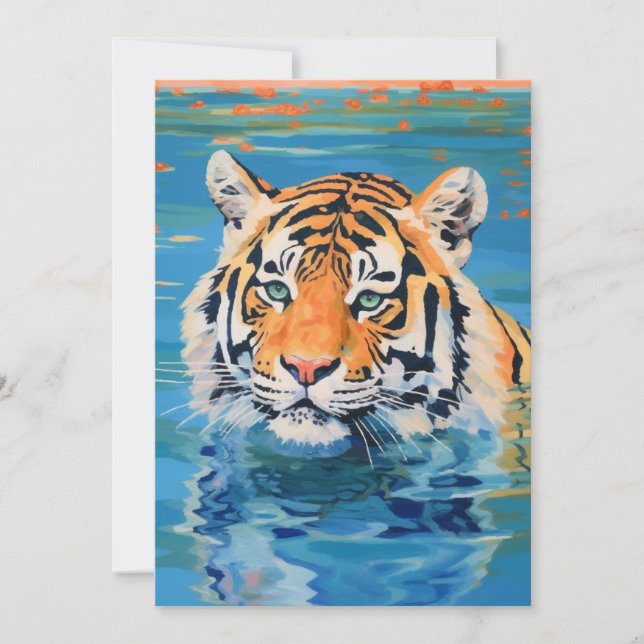 Tigerdesign, bemalt, farbenfrohe Kunst Einladung (Vorderseite)