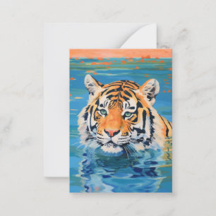 Tigerdesign, bemalt, farbenfrohe Kunst Mitteilungskarte