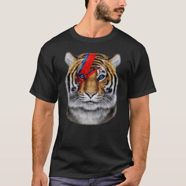 Tigergesicht mit rotem Blitzschlag T-Shirt (Vorderseite)