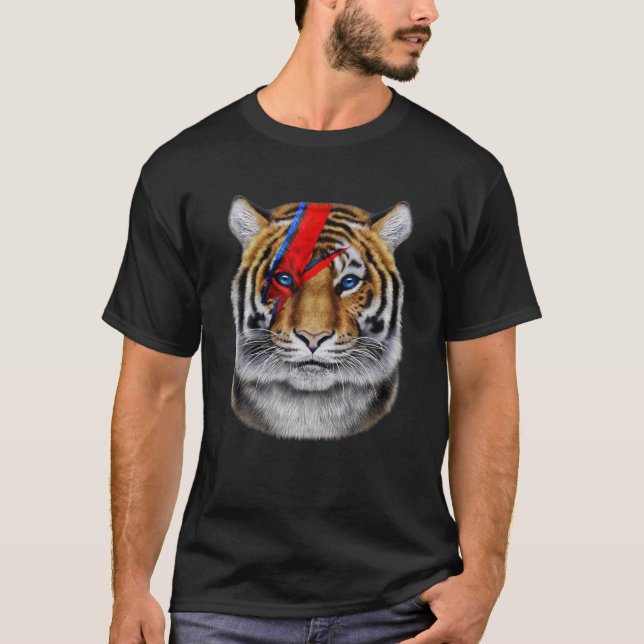Tigergesicht mit rotem Blitzschlag T-Shirt (Vorderseite)