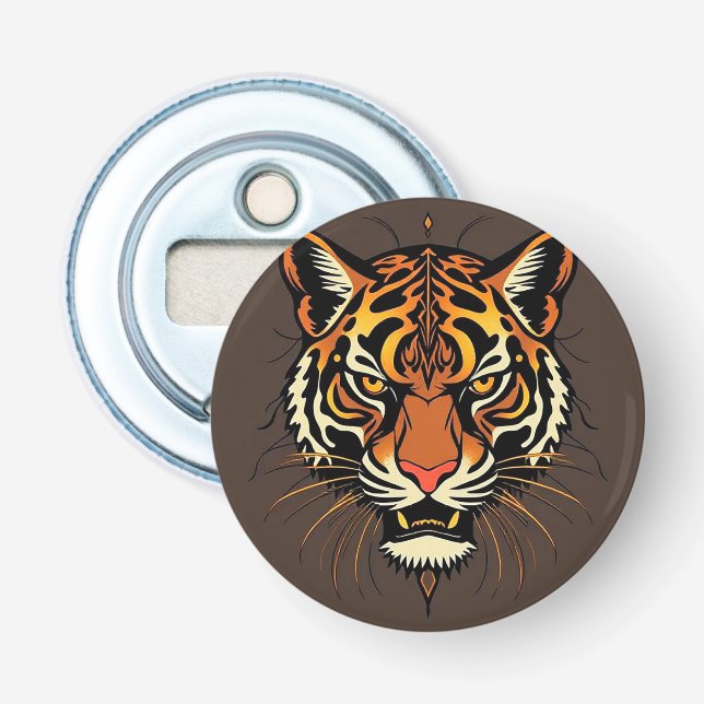 Tigergesicht mit Stammesmustern Flaschenöffner (Vorderseite)