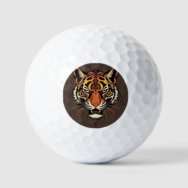 Tigergesicht mit Stammesmustern Golfball (Vorderseite)